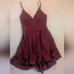 Elegant Burgundy Sequin Dress